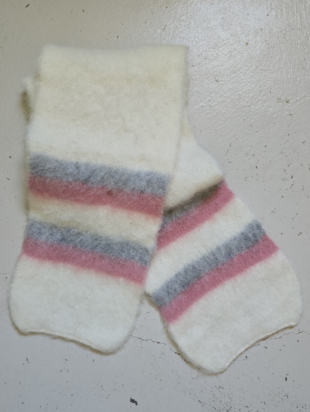 Mohair Vintage 59" White Black Red Stripe Nordic Scarf Men's Or Women's